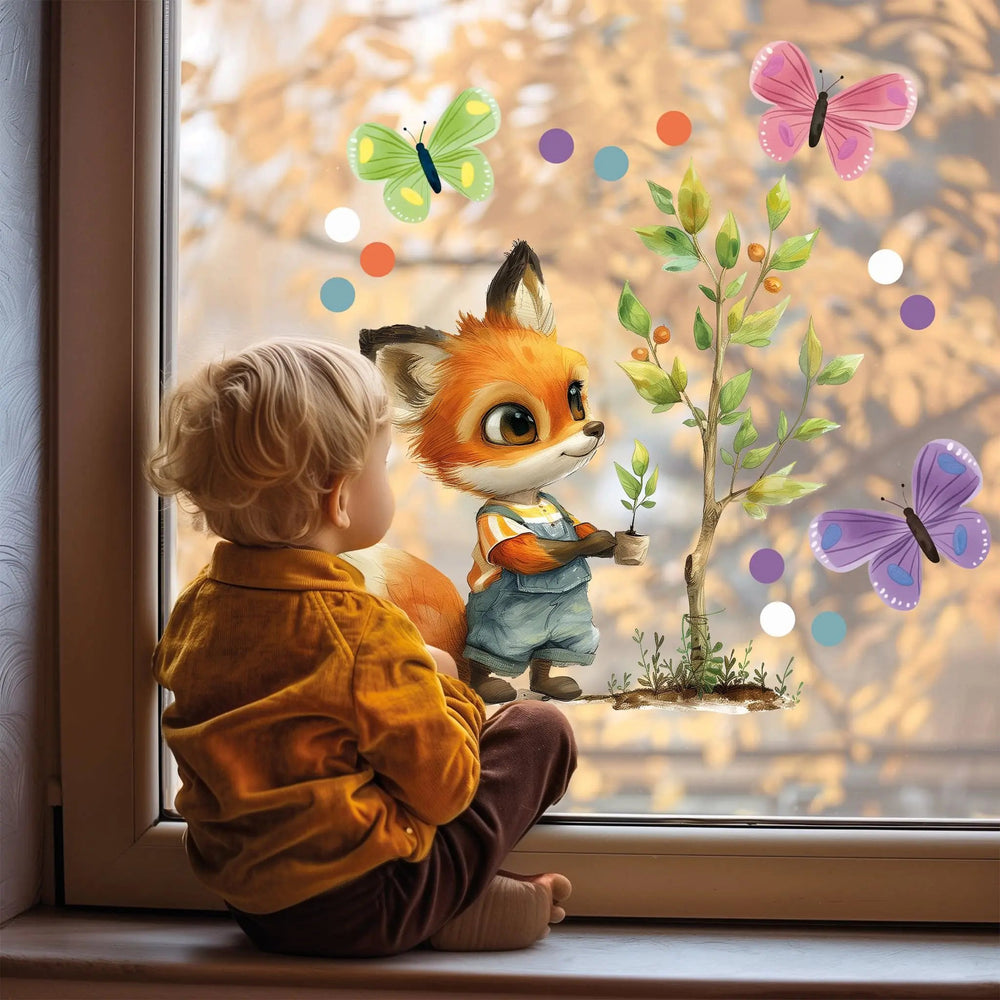 Fensterbild Kleiner Fuchs im Gärtnerglück | Fenster Dekoration - Sunnywall - Individualität trifft Design