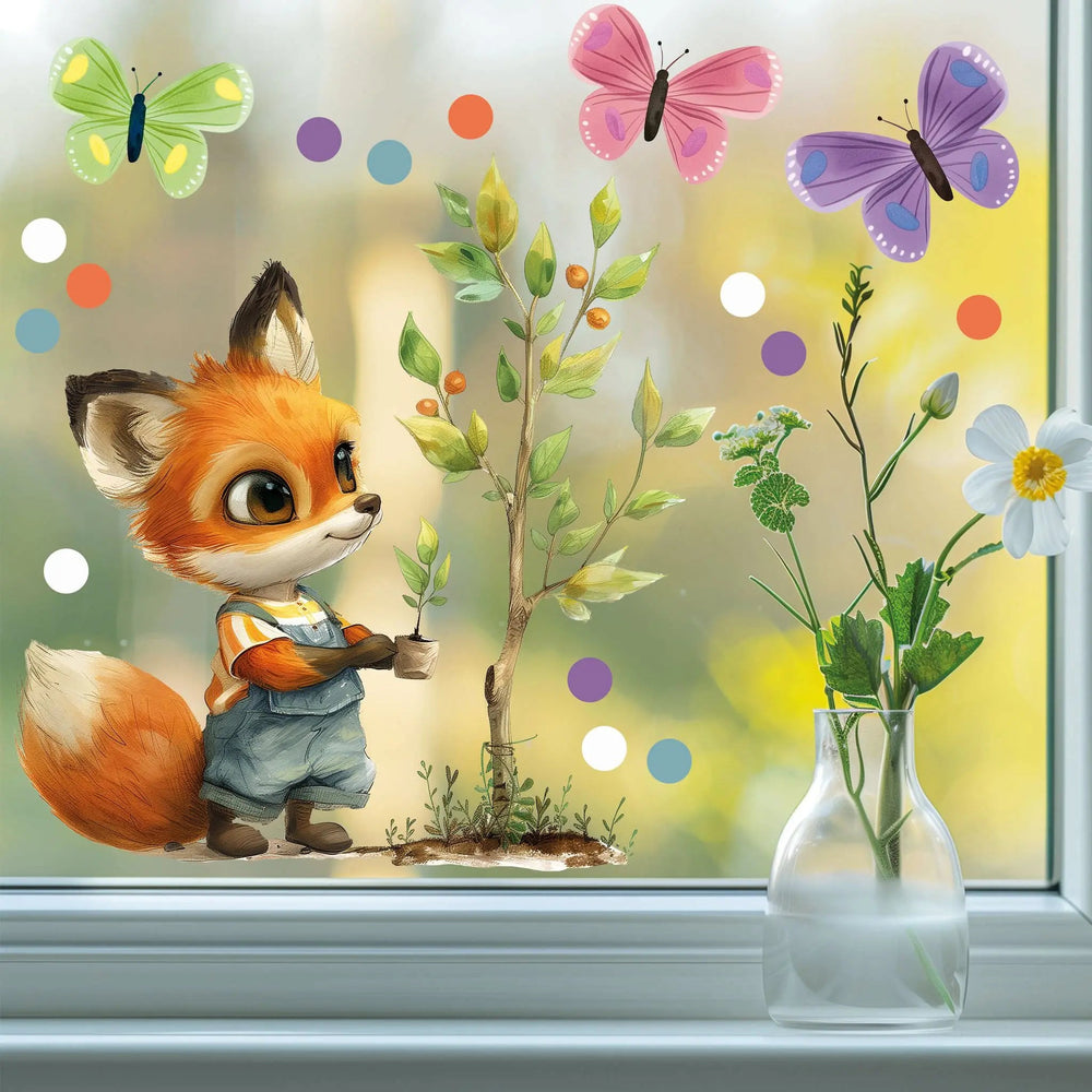 Fensterbild Kleiner Fuchs im Gärtnerglück | Fenster Dekoration - Sunnywall - Individualität trifft Design
