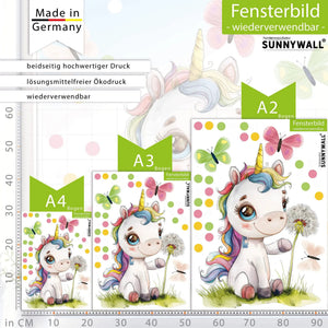 Fensterbild Magisches Einhorn mit Pusteblume | Fenster Dekoration - Sunnywall - Individualität trifft Design