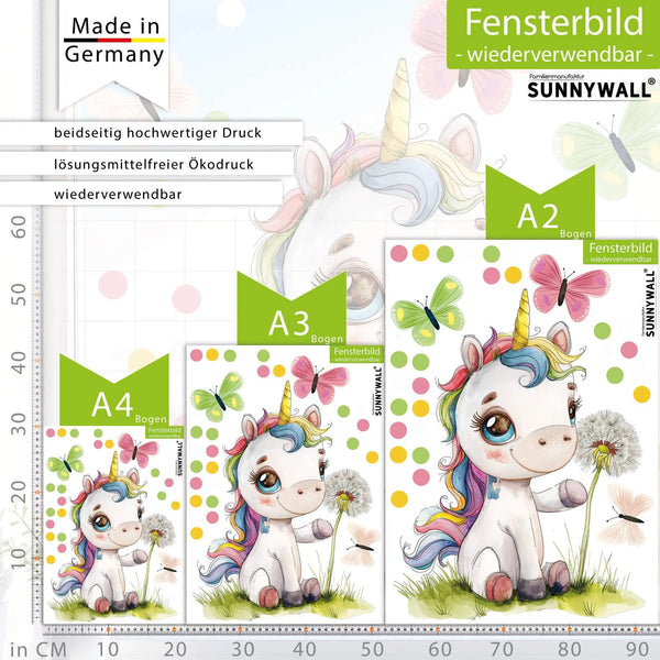 Fensterbild Magisches Einhorn mit Pusteblume | Fenster Dekoration - Sunnywall - Individualität trifft Design