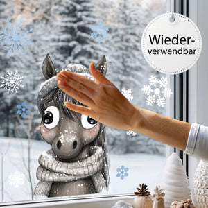 Fensterbild niedlicher Esel | Winterliche Fensterbild Dekoration - Sunnywall - Individualität trifft Design