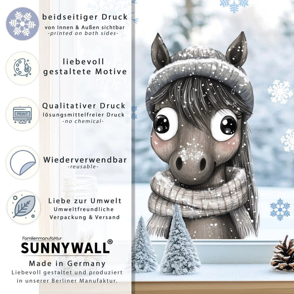 Fensterbild niedlicher Esel | Winterliche Fensterbild Dekoration - Sunnywall - Individualität trifft Design