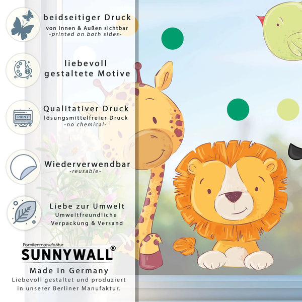 Fensterbild Safari Giraffe Löwe Zebra | Fenster Dekoration - Sunnywall - Individualität trifft Design