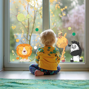 Fensterbild Safari Giraffe Löwe Zebra | Fenster Dekoration - Sunnywall - Individualität trifft Design