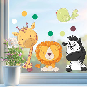 Fensterbild Safari Giraffe Löwe Zebra | Fenster Dekoration - Sunnywall - Individualität trifft Design