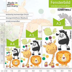 Fensterbild Safari Giraffe Löwe Zebra | Fenster Dekoration - Sunnywall - Individualität trifft Design