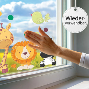 Fensterbild Safari Giraffe Löwe Zebra | Fenster Dekoration - Sunnywall - Individualität trifft Design
