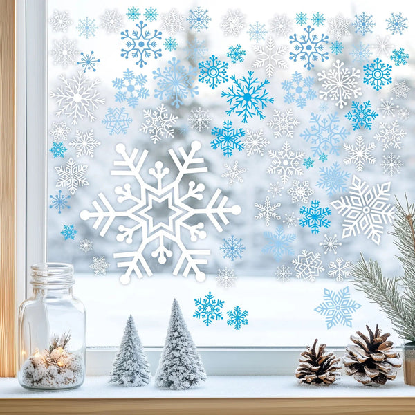 Fensterbild Schneeflocken – winterliche Fensterdeko A4 2er Set beidseitig wiederverwendbar - Sunnywall - Individualität trifft Design
