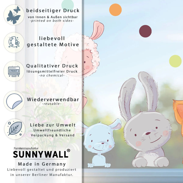 Fensterbild Tiere Fuchs Hase Maus Schaf | Fenster Dekoration - Sunnywall - Individualität trifft Design