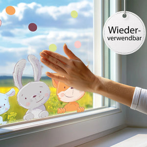 Fensterbild Tiere Fuchs Hase Maus Schaf | Fenster Dekoration - Sunnywall - Individualität trifft Design