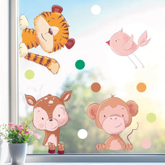 Fensterbild Tiere Tiger Affe Reh Vogel | Fenster Dekoration - Sunnywall - Individualität trifft Design