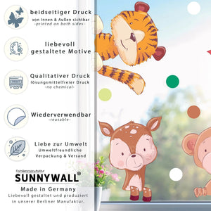 Fensterbild Tiere Tiger Affe Reh Vogel | Fenster Dekoration - Sunnywall - Individualität trifft Design