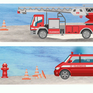 Feuerwehr Bordüre Wandbordüre für Kinderzimmer aus Vlies - Sunnywall - Individualität trifft Design