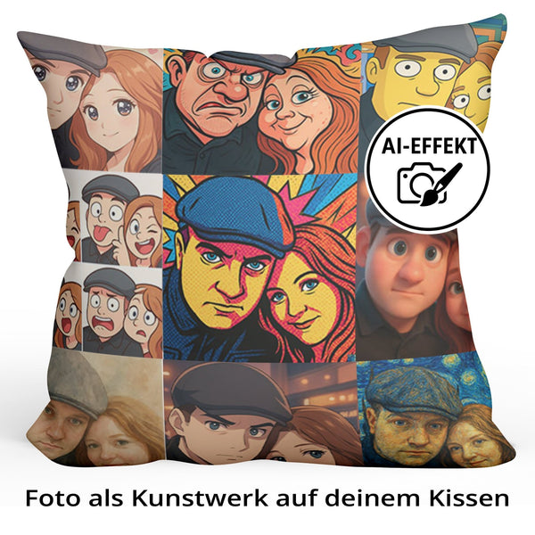 Fotokissen 40x40 – Dein Foto neu interpretiert im Kunststil - Sunnywall - Individualität trifft Design
