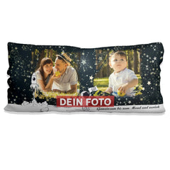 Fotokissen – 80x40 Kissen mit 2 Fotos, Astronaut & Spruch „Bis zum Mond…“ - Sunnywall - Individualität trifft Design