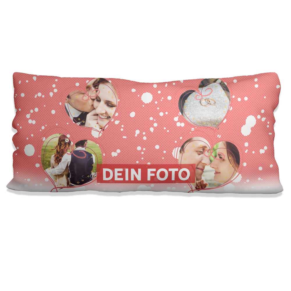 Fotokissen mit Herz – 80x40 Kissen mit 4 Fotos & romantischem Design - Sunnywall - Individualität trifft Design