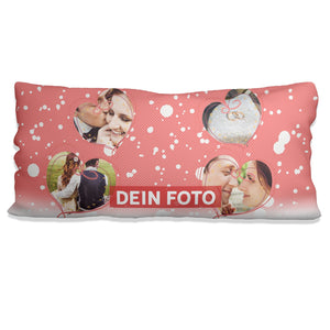 Fotokissen mit Herz – 80x40 Kissen mit 4 Fotos & romantischem Design - Sunnywall - Individualität trifft Design