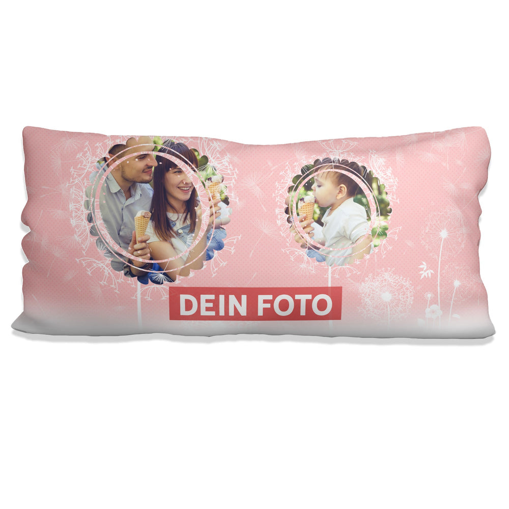 Fotokissen Rosa – 80x40 Kissen mit 2 Fotos im Pusteblumen-Design - Sunnywall - Individualität trifft Design