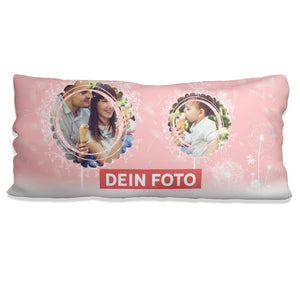 Fotokissen Rosa – 80x40 Kissen mit 2 Fotos im Pusteblumen-Design - Sunnywall - Individualität trifft Design