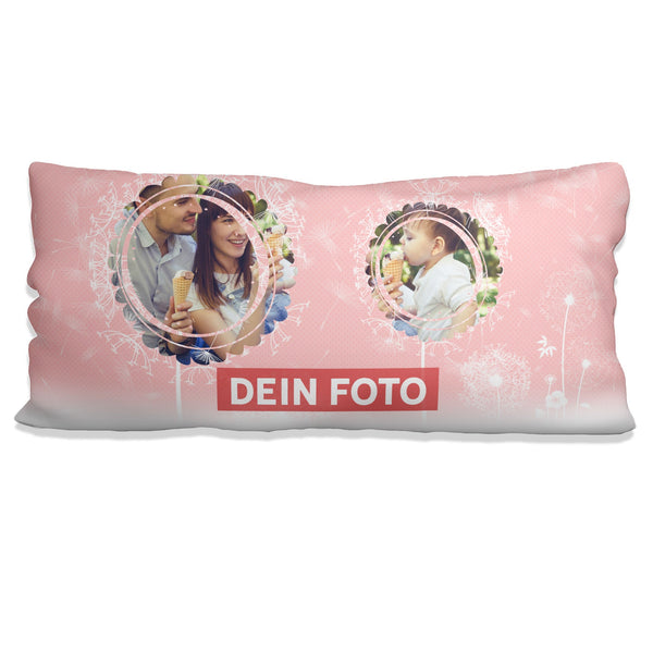 Fotokissen Rosa – 80x40 Kissen mit 2 Fotos im Pusteblumen-Design - Sunnywall - Individualität trifft Design