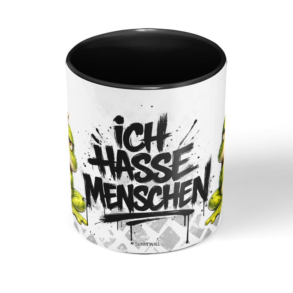 Frosch Tasse „Ich hasse Menschen“ – Lustige Kaffeetasse - Sunnywall - Individualität trifft Design