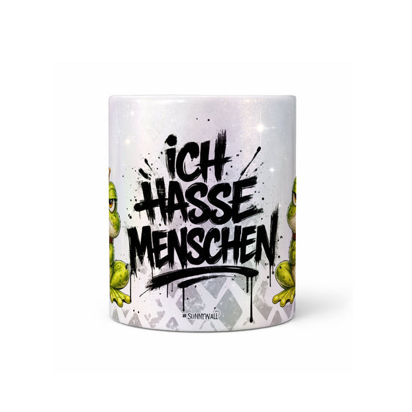 Frosch Tasse „Ich hasse Menschen“ – Lustige Kaffeetasse - Sunnywall - Individualität trifft Design