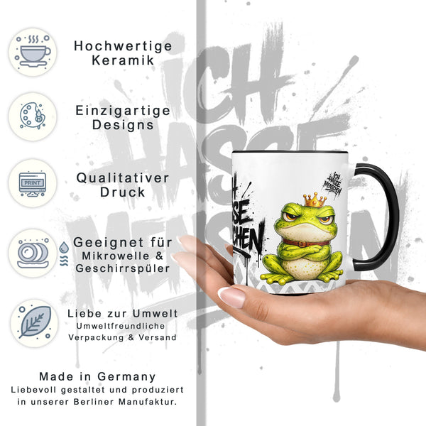 Frosch Tasse „Ich hasse Menschen“ – Lustige Kaffeetasse - Sunnywall - Individualität trifft Design