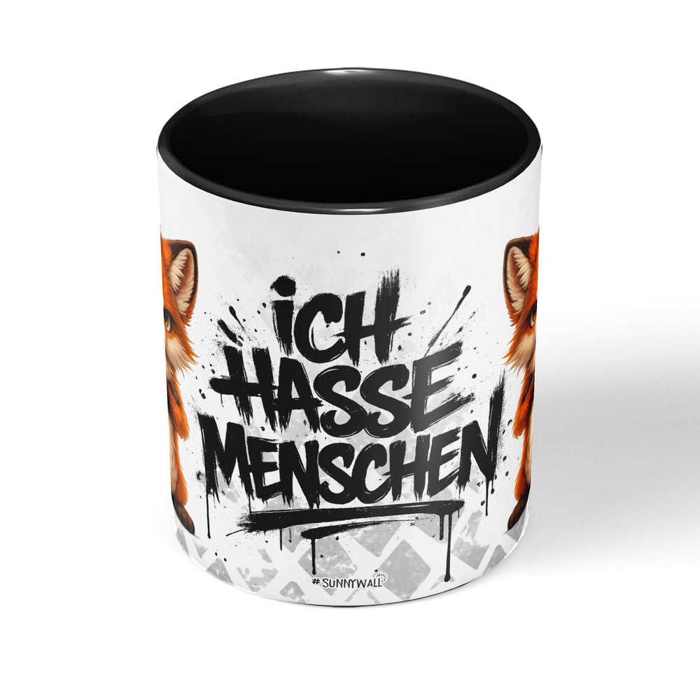 Fuchs Tasse „Ich hasse Menschen“ – Lustige Kaffeetasse - Sunnywall - Individualität trifft Design