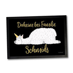 Fussmatte Alpaka personalisiert mit Wunschname – Daheim bei Familie - Sunnywall - Individualität trifft Design
