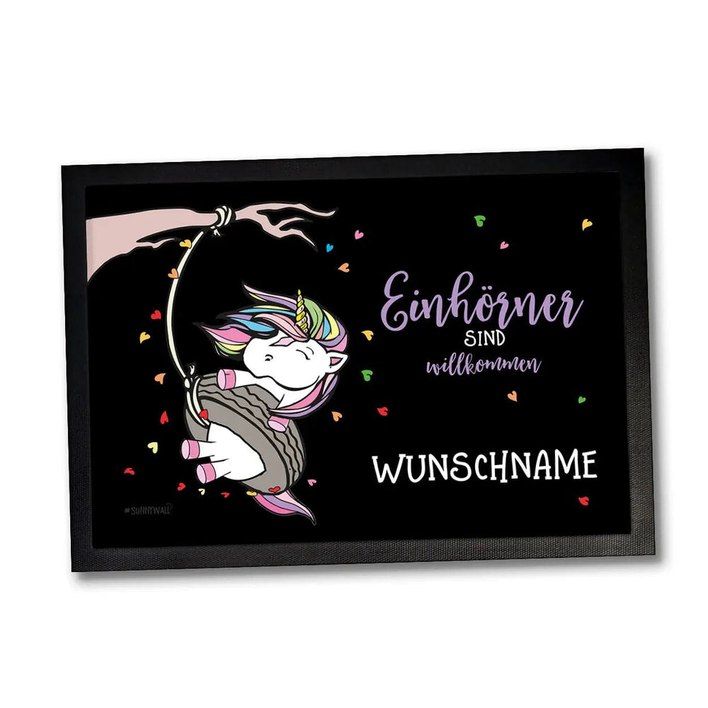 Fussmatte Einhörner Willkommen mit Wunschname personalisiert - Sunnywall - Individualität trifft Design