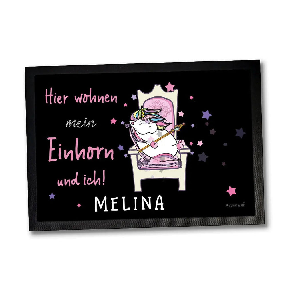 Fussmatte Einhorn Wunschname personalisiert - Sunnywall - Individualität trifft Design