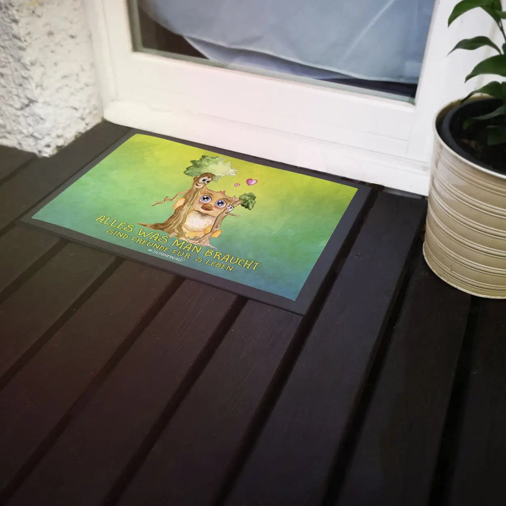 Fussmatte Freunde Eule und Baum Alles was man braucht - Sunnywall - Individualität trifft Design