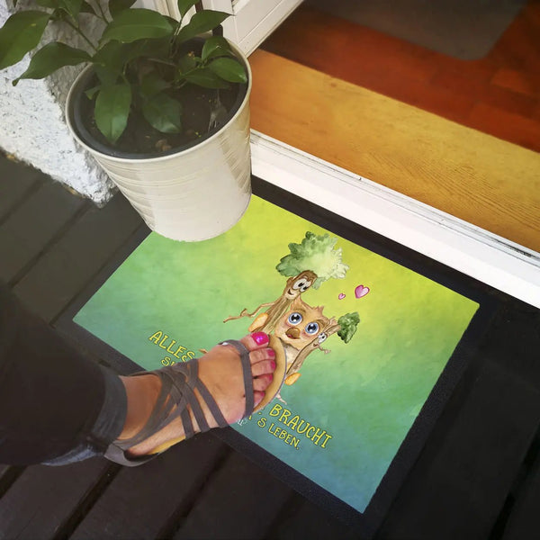 Fussmatte Freunde Eule und Baum Alles was man braucht - Sunnywall - Individualität trifft Design