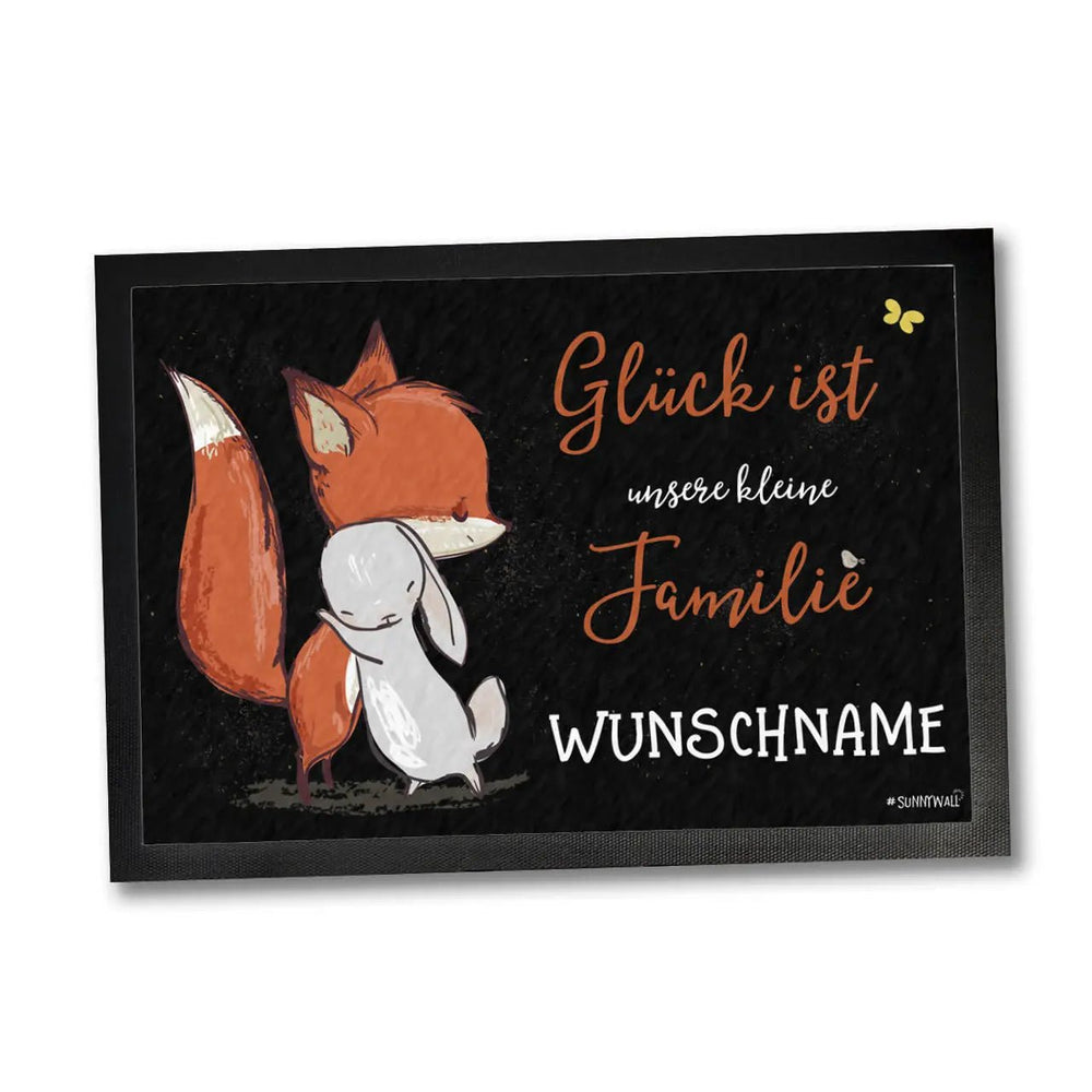 Fussmatte Fuchs Maus Glück ist unsere kleine Familie personalisiert - Sunnywall - Individualität trifft Design