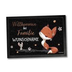 Fussmatte Fuchs Maus Willkommen bei Familie mit Wunschname personalisiert - Sunnywall - Individualität trifft Design