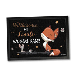 Fussmatte Fuchs Maus Willkommen bei Familie mit Wunschname personalisiert - Sunnywall - Individualität trifft Design