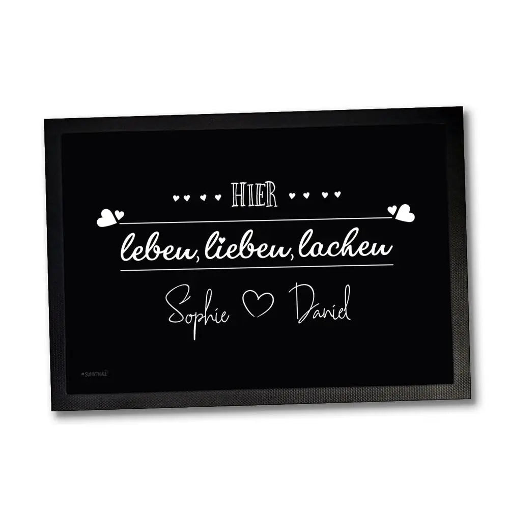 Fussmatte hier leben lieben lachen personalisiert mit Name - Sunnywall - Individualität trifft Design