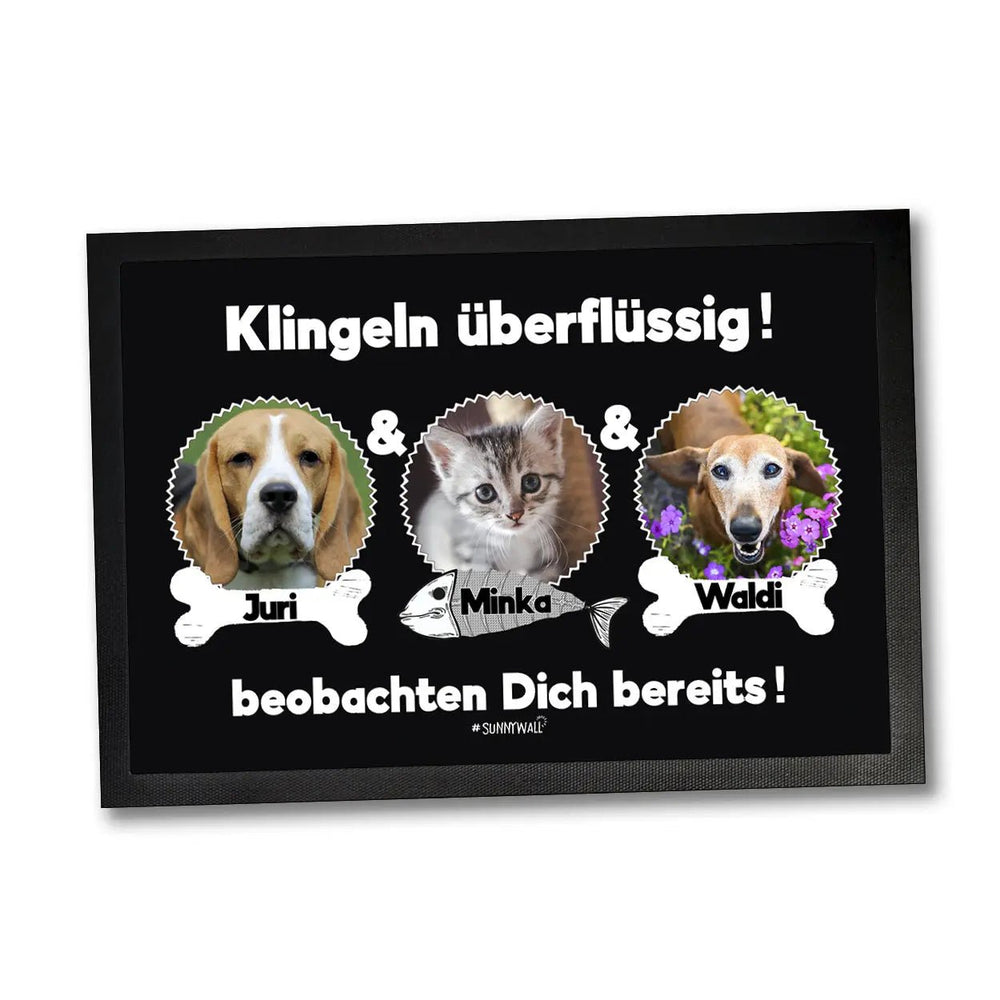 Fussmatte Hunde Katzen personalisiert Klingeln überflüssig mit Foto und Namen - Sunnywall - Individualität trifft Design