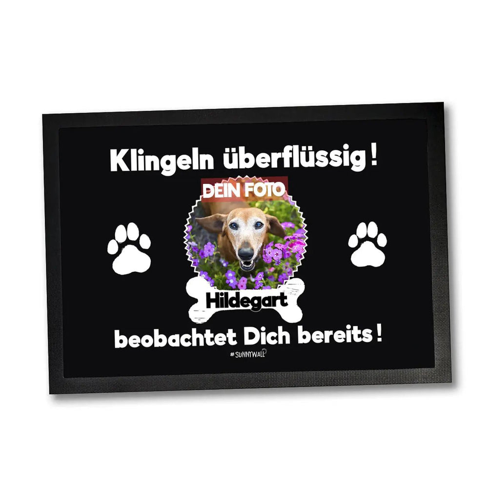Fussmatte Hunde Katzen personalisiert Klingeln überflüssig mit Foto und Namen - Sunnywall - Individualität trifft Design