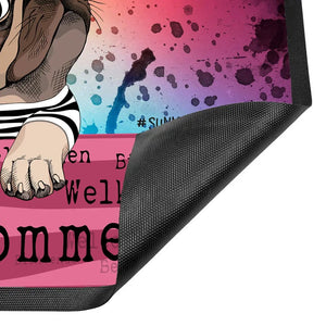 Fussmatte Mops Hund Willkommen im Blumenkranz Design - Sunnywall - Individualität trifft Design