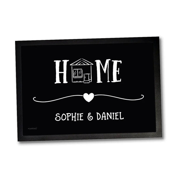 Fussmatte personalisiert mit Namen Herzdesign - Sunnywall - Individualität trifft Design