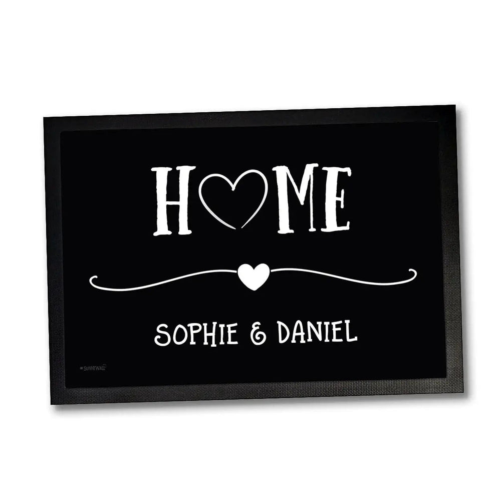 Fussmatte personalisiert mit Namen Herzdesign Home - Sunnywall - Individualität trifft Design