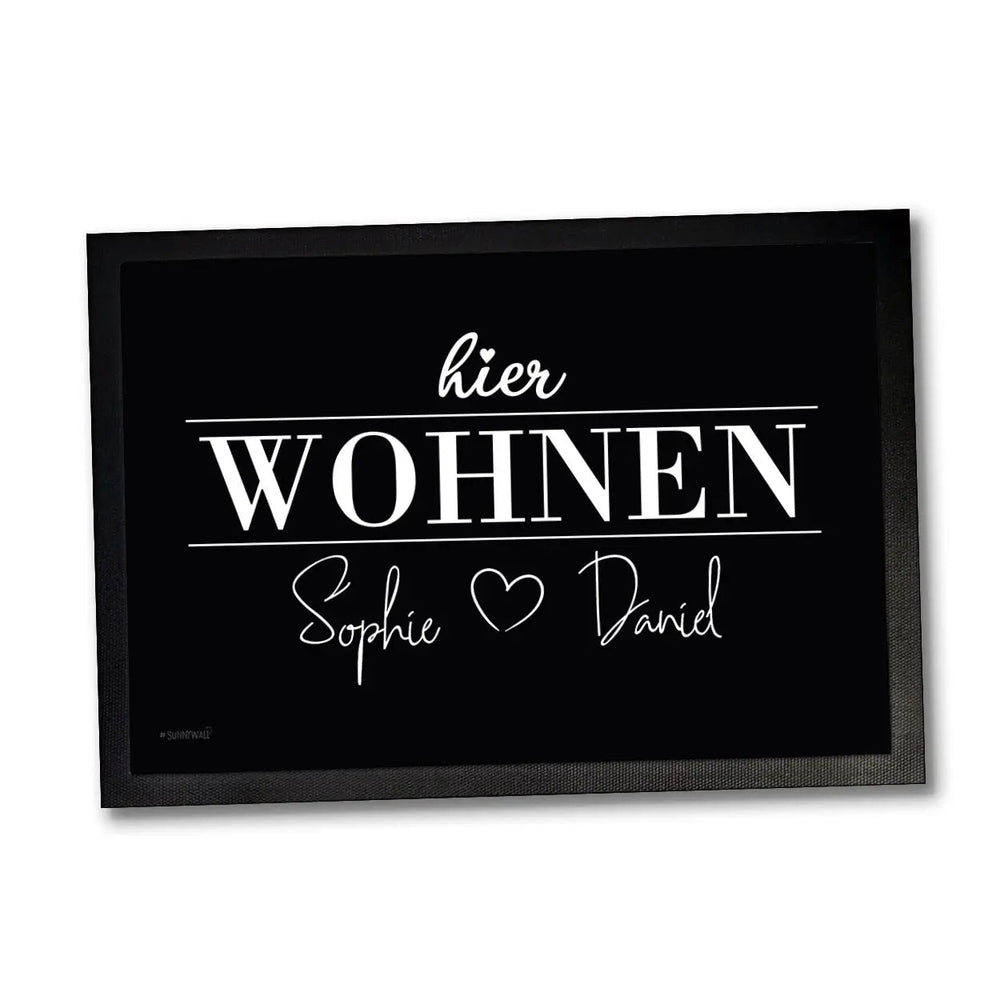 Fussmatte personalisiert Wunschnamen Herzdesign Geschenkidee - Sunnywall - Individualität trifft Design