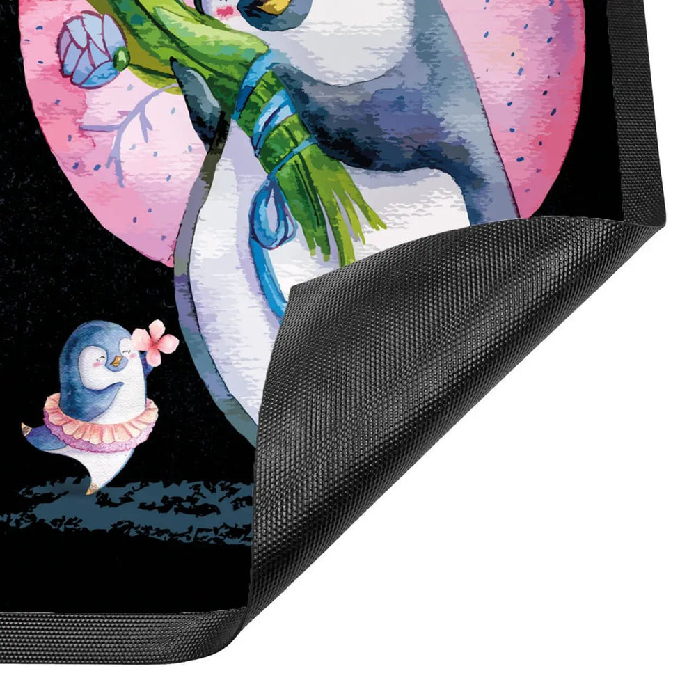 Fussmatte Pinguin Blume Herzlich Willkommen personalisiert - Sunnywall - Individualität trifft Design