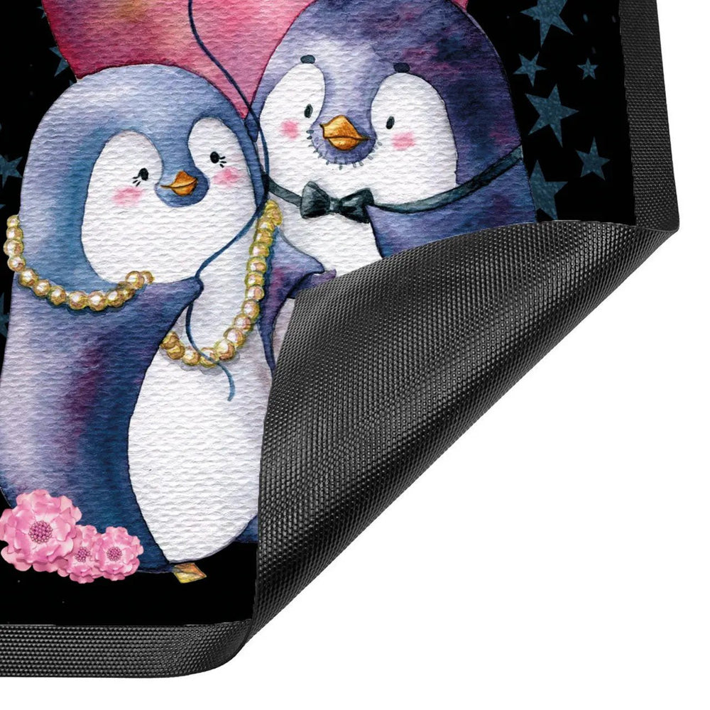Fussmatte Pinguin personalisiert Mr und Mrs Wunschname - Sunnywall - Individualität trifft Design