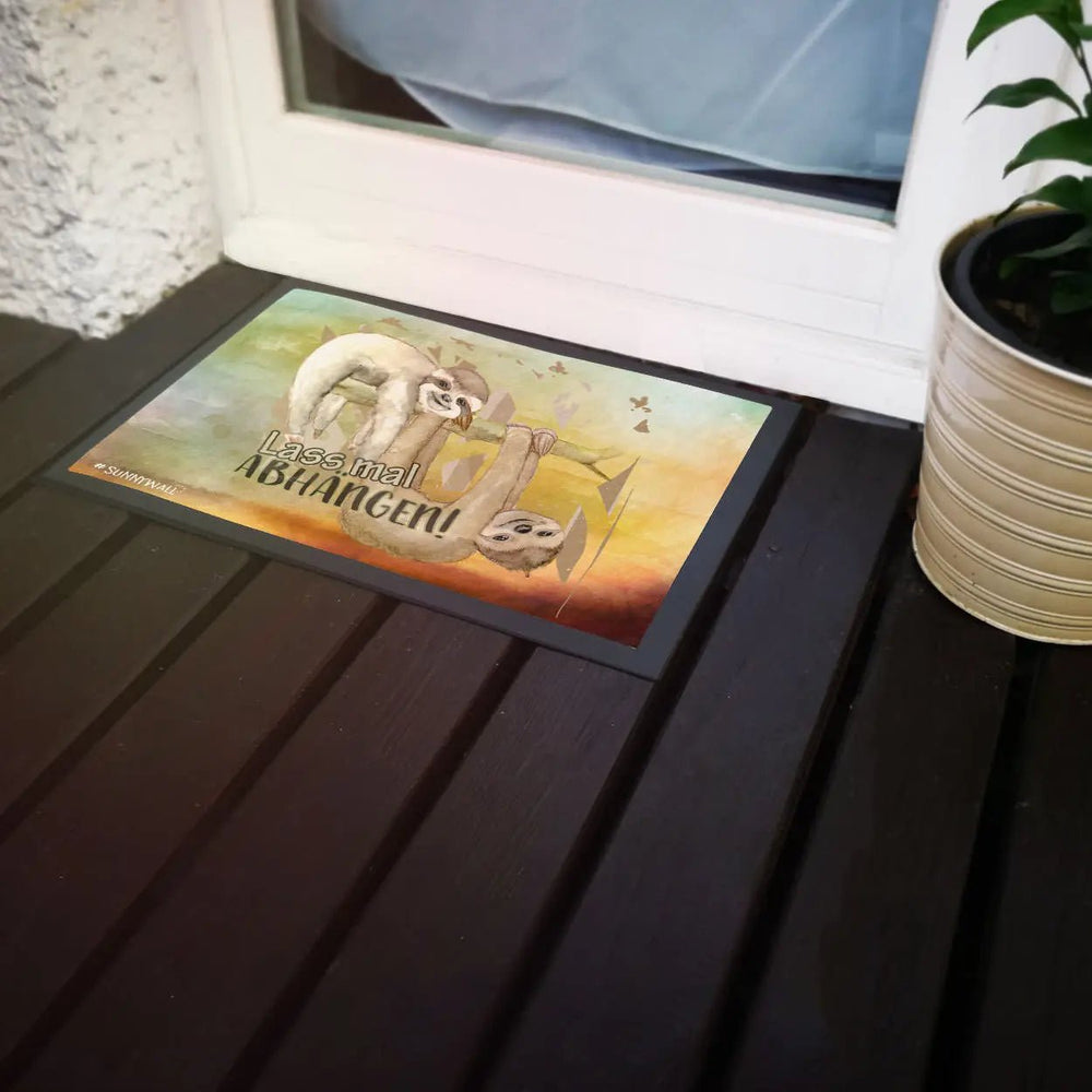Fussmatte Spruch Faultier Lass mal zusammen abhängen - Sunnywall - Individualität trifft Design