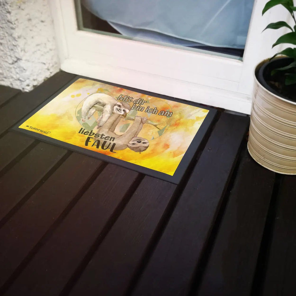 Fussmatte Spruch Faultier Mit dir bin ich am liebsten faul - Sunnywall - Individualität trifft Design