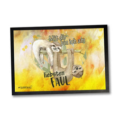 Fussmatte Spruch Faultier Mit dir bin ich am liebsten faul - Sunnywall - Individualität trifft Design