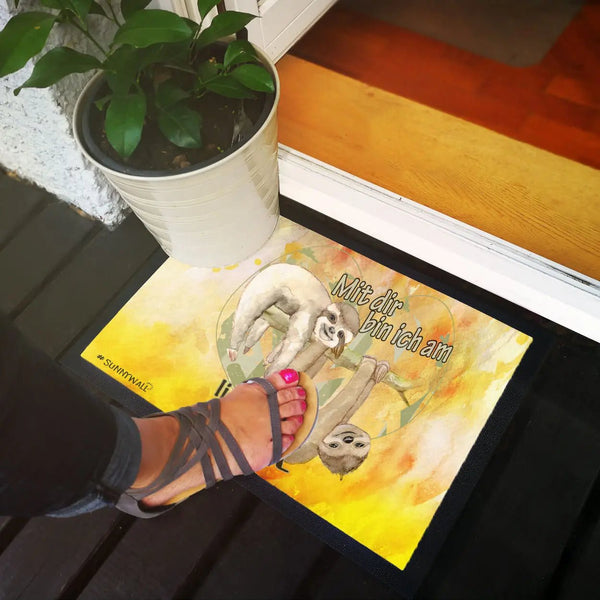 Fussmatte Spruch Faultier Mit dir bin ich am liebsten faul - Sunnywall - Individualität trifft Design