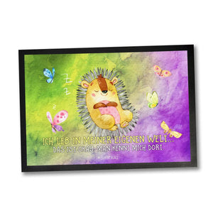 Fussmatte Spruch Igel Ich leb in meiner eigenen Welt - Sunnywall - Individualität trifft Design